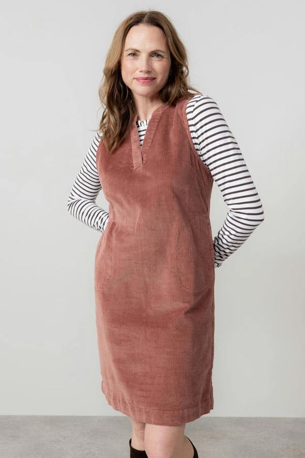 Lily & Me Belle Stretch Cotton Jumbo Cord Dress Antique Rose