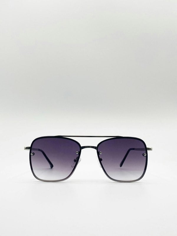 SVNX Silver Aviator Sunglasses with Metal Frames