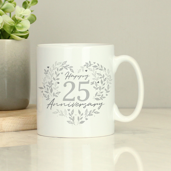 Personalised Memento Company Personalised 25th Silver Wedding Anniversary Mug