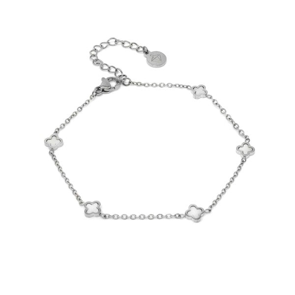 Say It With Dainty Clover Chain Bracelet - Silver Plated