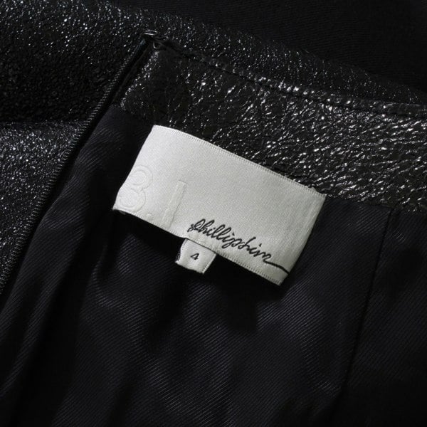 3.1 Phillip Lim mini skirt in a shimmering onyx textured&nbsp;lambs leather&nbsp;