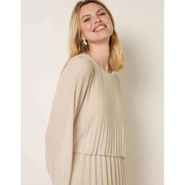 Blue Vanilla Chiffon Pleated Dress