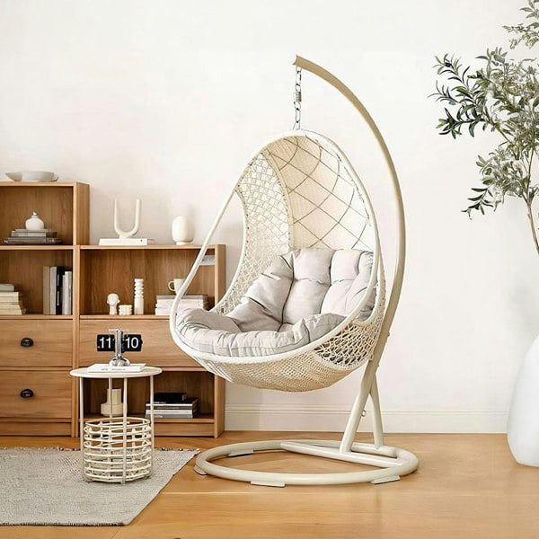 Gregory Rattan Garden Hanging Egg Chair with Stand, Indoor/ Outdoor Use-Rit Concept-Rit Concept
