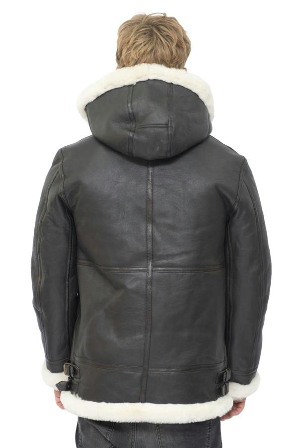 Infinity Leather Mens Hooded Sheepskin Leather B3 Flying Jacket-Harwich