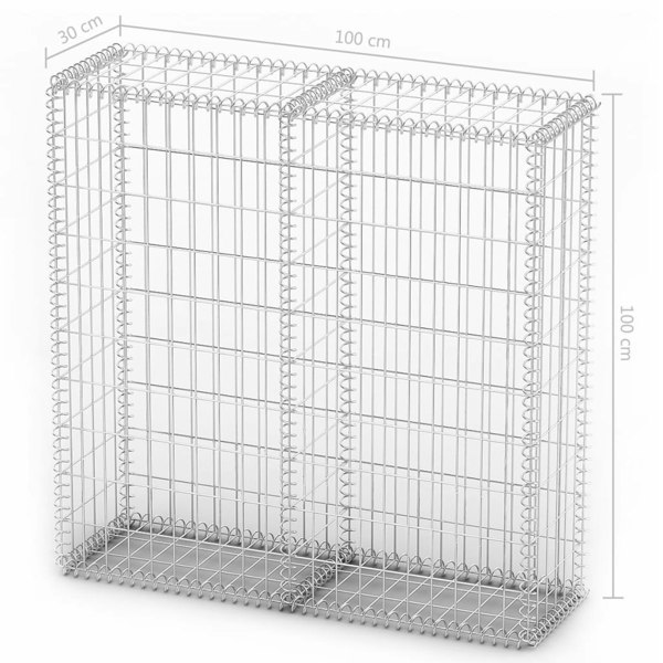 Berkfield Gabion Basket with Lids Galvanised Wire 100 x 100 x 30 cm