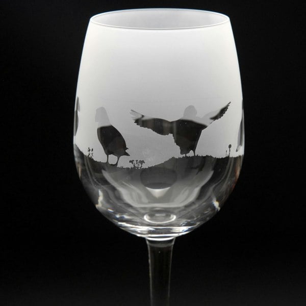 Glyptic Glass Art Puffin Crystal Wine Glass - Hand Etched/Engraved Gift