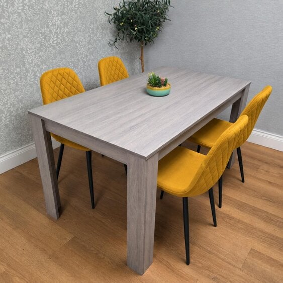 Kosy Koala Modern Rectangle Dining Table Set With 4 Mustard Gem Chairs Dining Room Furniture