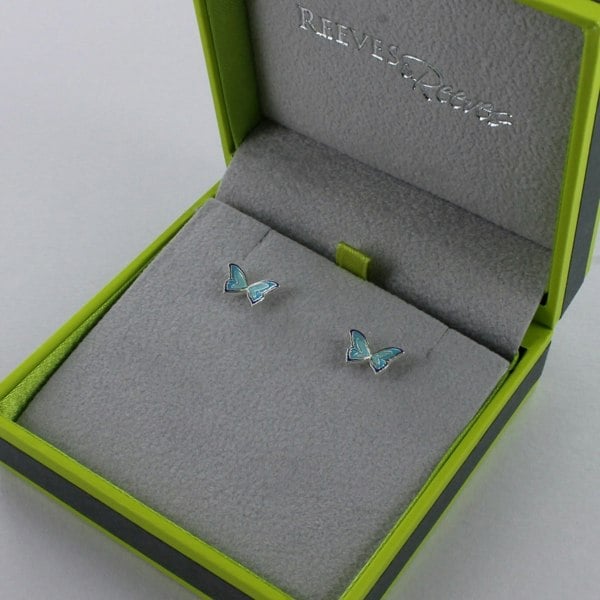 Sterling Silver Enamel Butterfly Stud Earring - Reeves & Reeves