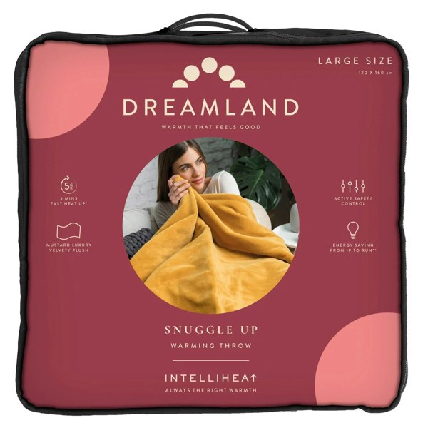 Dreamland Snuggle Up Heated Throw Electric Blanket - Mustard - 120cm x 160cm