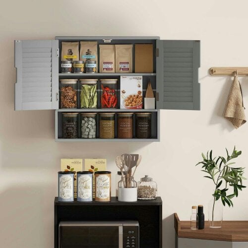 Wyld Haus Zilikane Wall Mounted Bathroom Storage Cabinet With Adjustable Shelves Grey 60 x 20 x 60cm