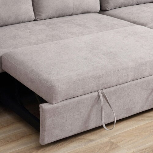 Wyld Haus Kaba Fabric Light Grey 3 Seater Sofa Bed With Hidden Storage