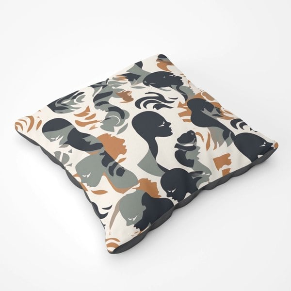 Warren Reed Abstract Grey Brown Silhouette Floor Cushion