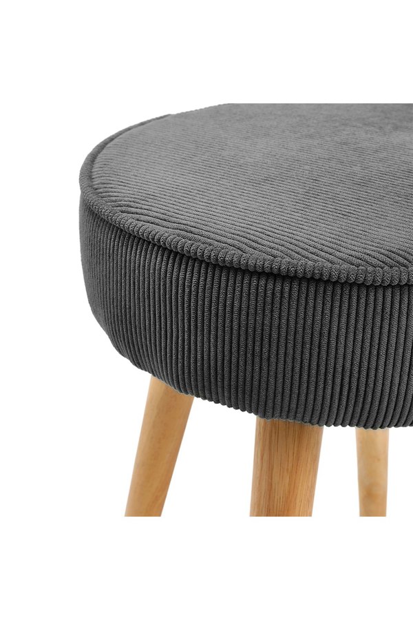 Living and Home Corduroy Round Footstool Dressing Stool