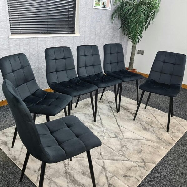 Kosy Koala Dining Chairs Set of 6 Black Velvet Kitchen Chairs
