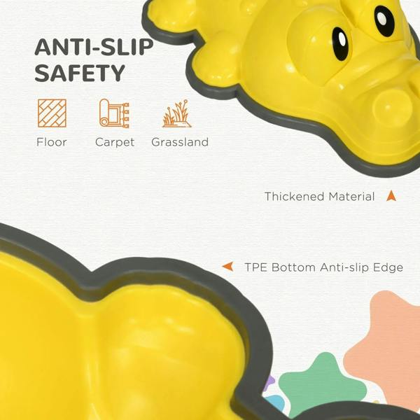 Close-up of yellow crocodile stepping stone with anti-slip textured edge