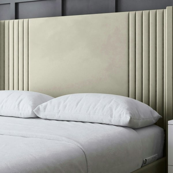 DS Living Elara Divan Bed with Winged Panel Headboard - Beige - Double / 4ft6