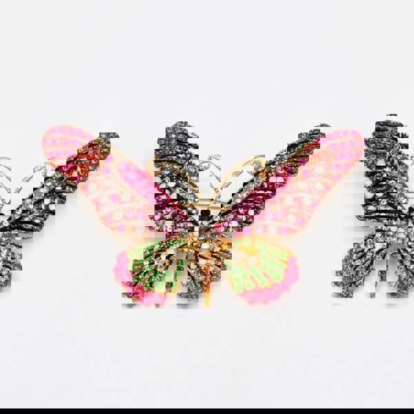 large butterfly brooch in pink diamante