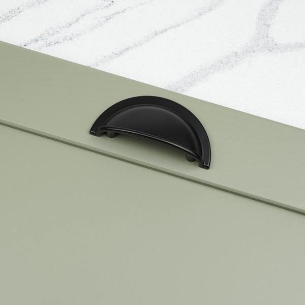 Handle & Home Matt Black Contemporary Cup Handle and Coordinating Knob