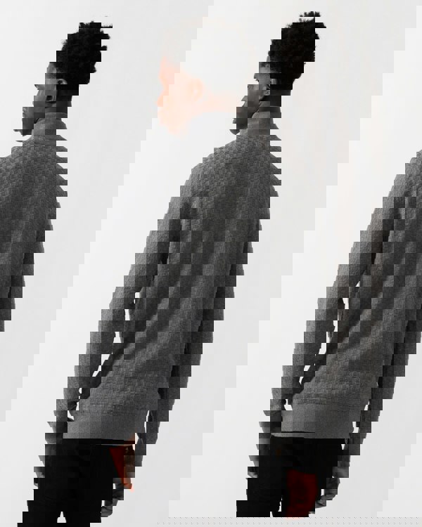 GANT Mens Micro Texture Half Zip Jumper - 92 Dark Grey Melange