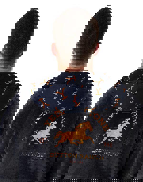 Yellowstone Mens Blue Dutton Ranch Montana Hooded Bathrobe