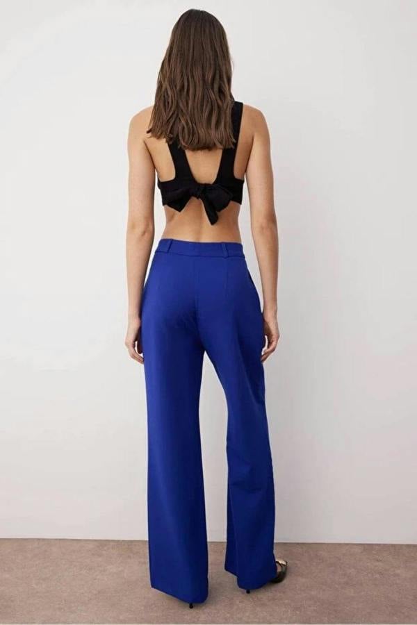 Hoxton Gal High-Waist Wide-Leg Pleated Woven Trousers