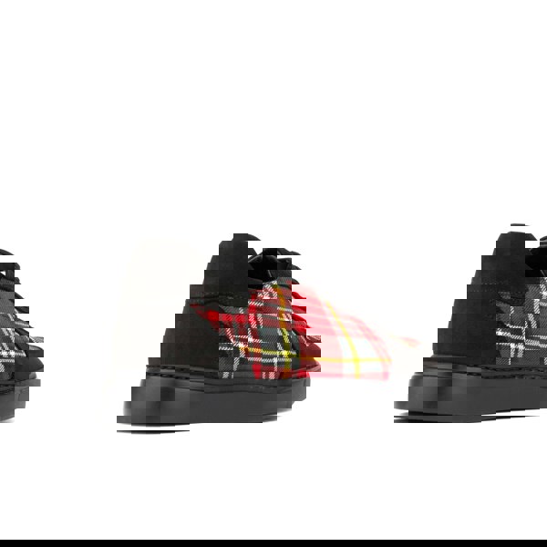Embassy London Strada - Black & Red Tartan - Men's Tartan Leather & Suede Trainer