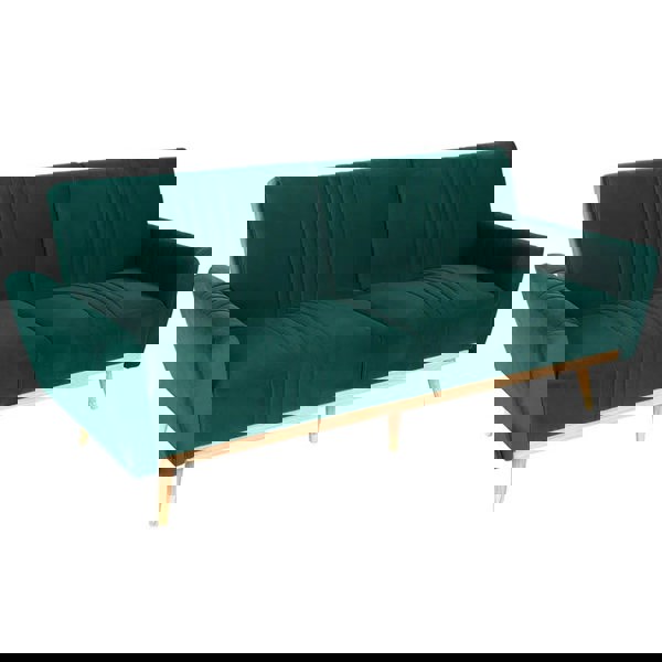Modern Velvet 3 Seater Sofa Bed Recliner Couch with Wood Legs Living and Home 