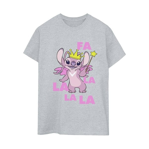 Disney Womens/Ladies Lilo & Stitch Angel Fa La La Cotton Boyfriend T-Shirt - Sports Grey