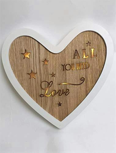 White Wooden Heart LED Table Top Decoration for Christmas and Home Display image 3