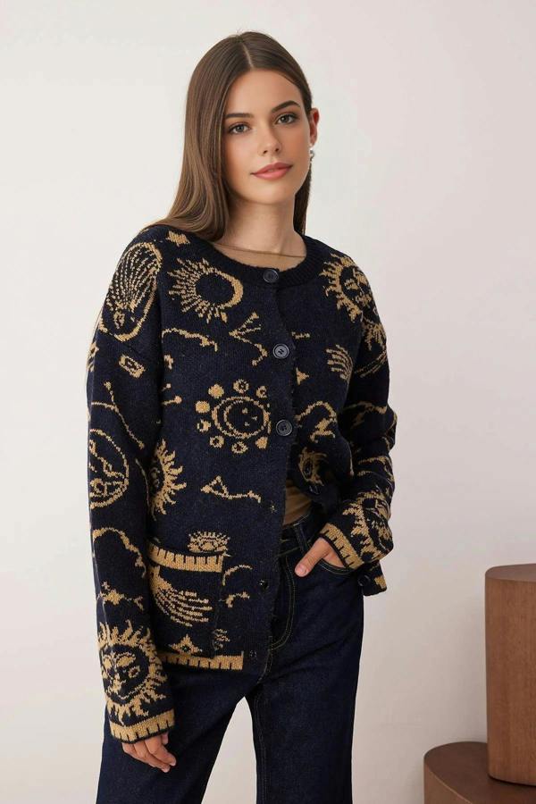 WOVCOR Soft Textured Oversize Knitwear Cardigan