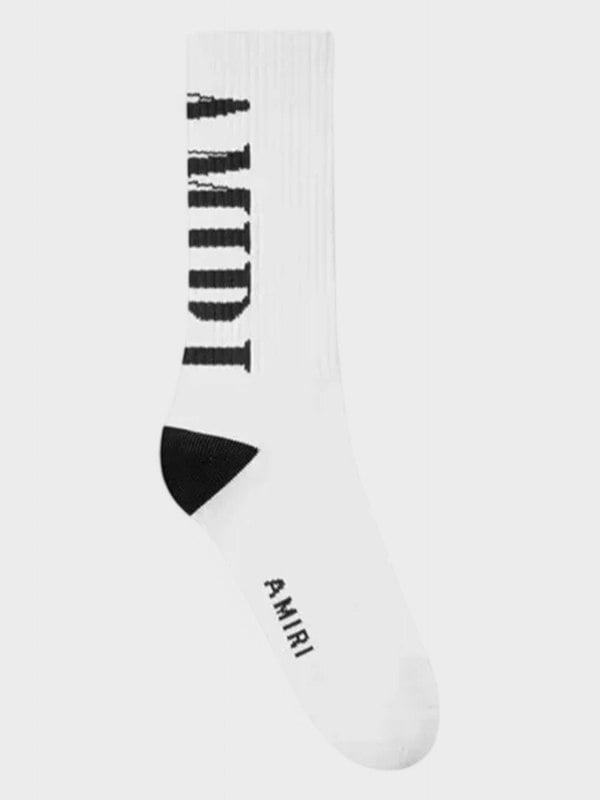Amiri Vertical Logo Socks White/Black - Supplied FashionAmiri
