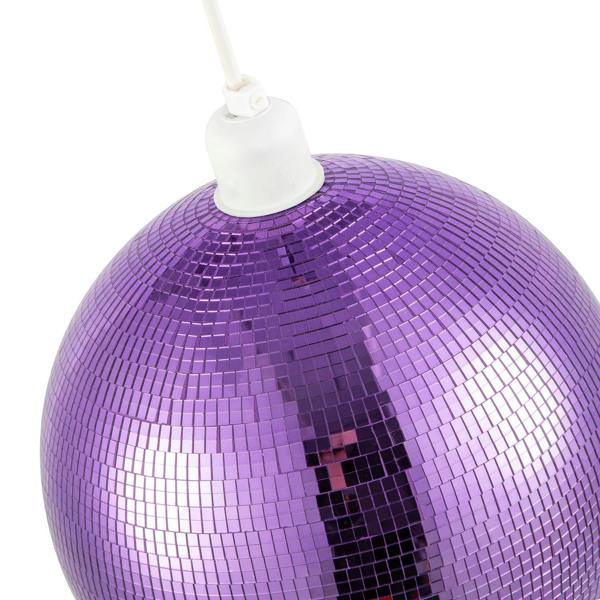 Shiny Disco Mosaic Ball in Vibrant Purple Mirrored Tiled Retro Style Image 3