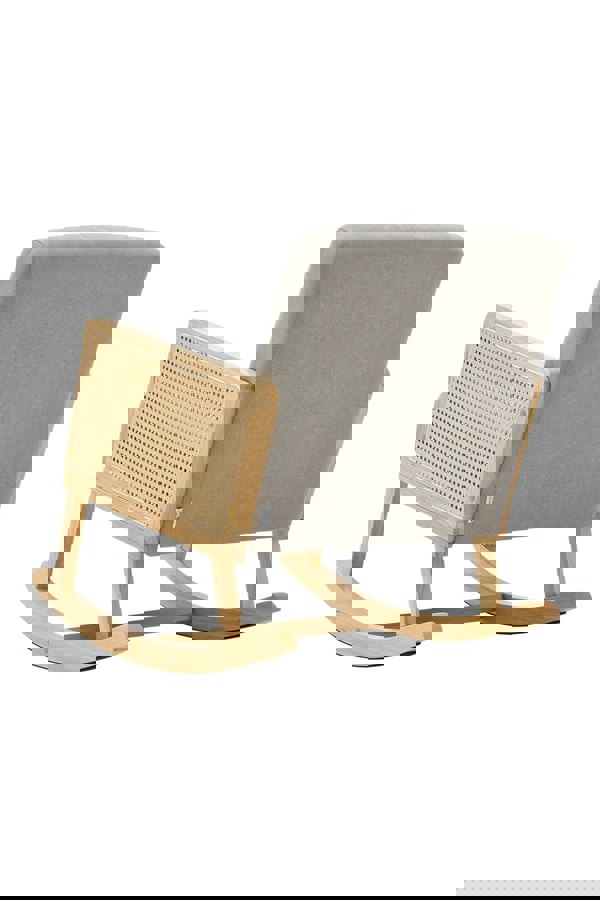 Living and Home Grey Linen Wooden Rocking Chair