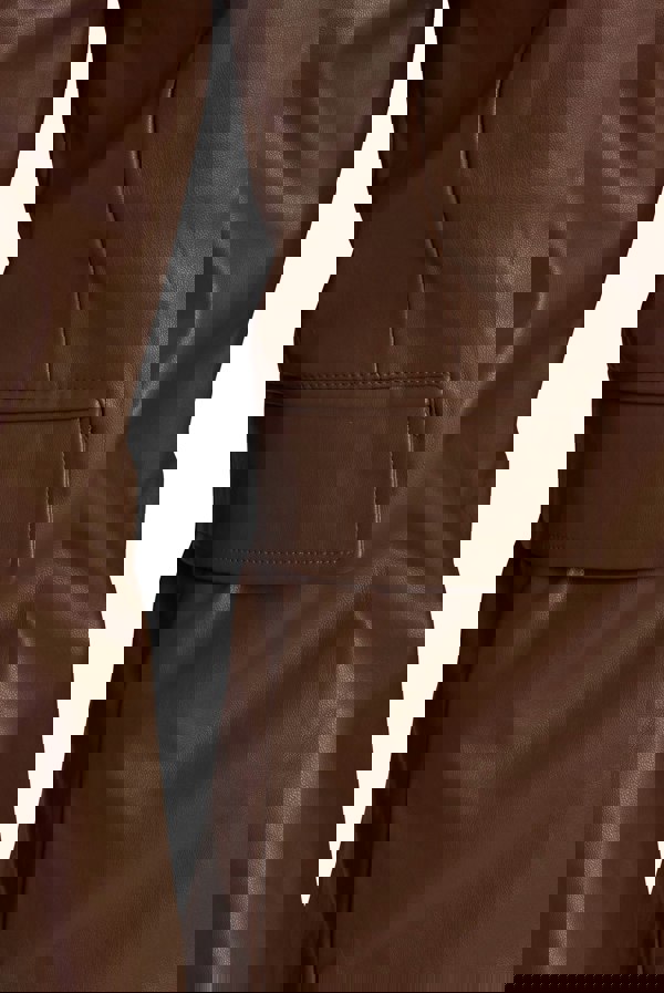 Fawn Nikki Faux Leather Blazer in Brown