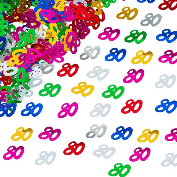 80th Birthday Confetti Multicolour Foil Metallic Party Decoration Pack Options for Table Styling image 1