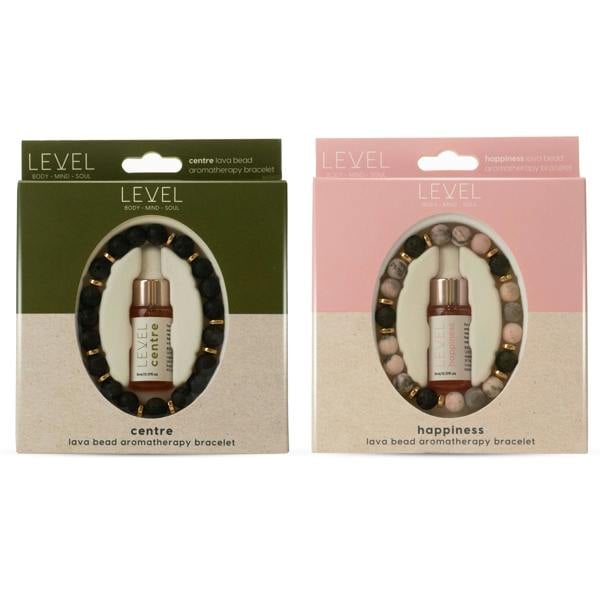 Lava Bead Aromatherapy Bracelet Set- Centre & Happiness