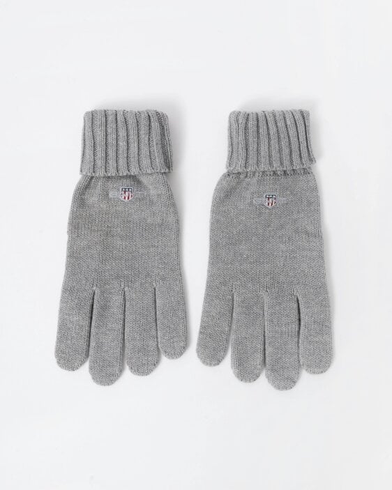 GANT Mens Cotton Blend Logo Gloves - 93 Grey Melange