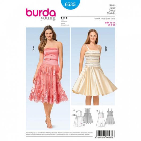 Burda Sewing Pattern 6535 Dresses For Women, 6 to 18 - Intermediate