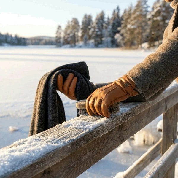 Infinity Leather Men’s Leather Wool Lined Snap Button Closure Winter Gloves