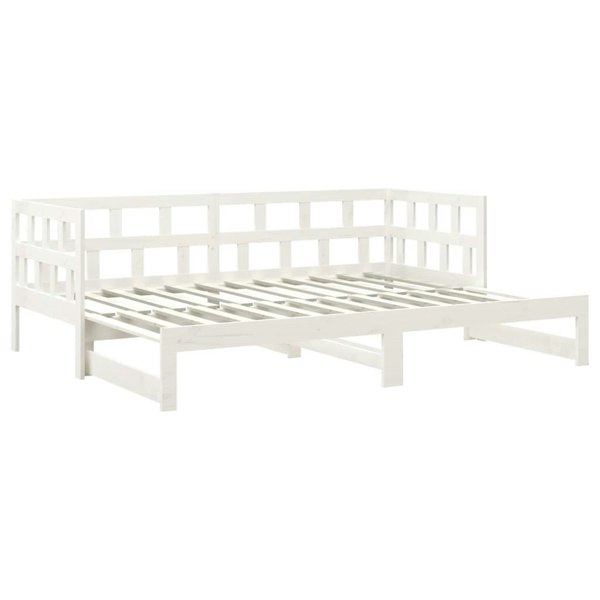 Berkfield Pull-out Day Bed White Solid Wood Pine 2x(90x190) cm