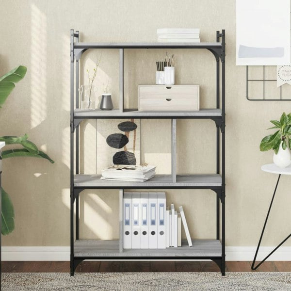 Berkfield Bookcase 4-Tier Grey Sonoma 76x32x123 cm Engineered Wood