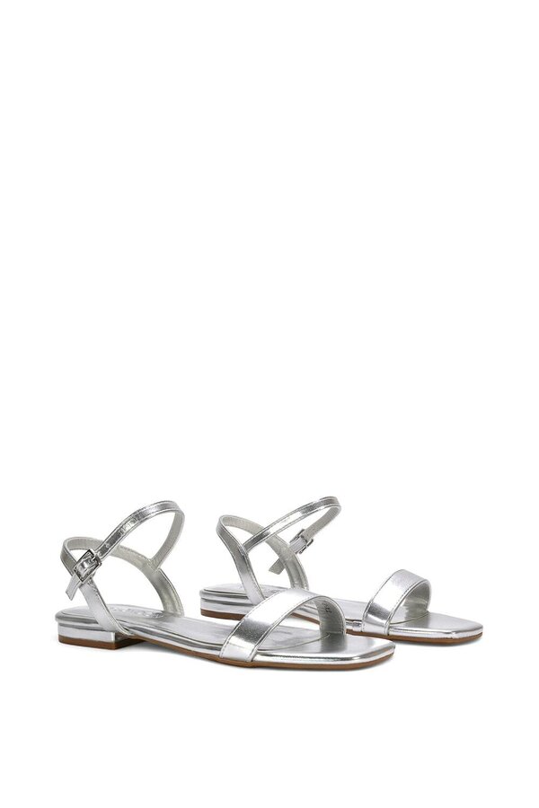 XY LONDON Open Toe Flat Strappy Sandals With Ankle Strap