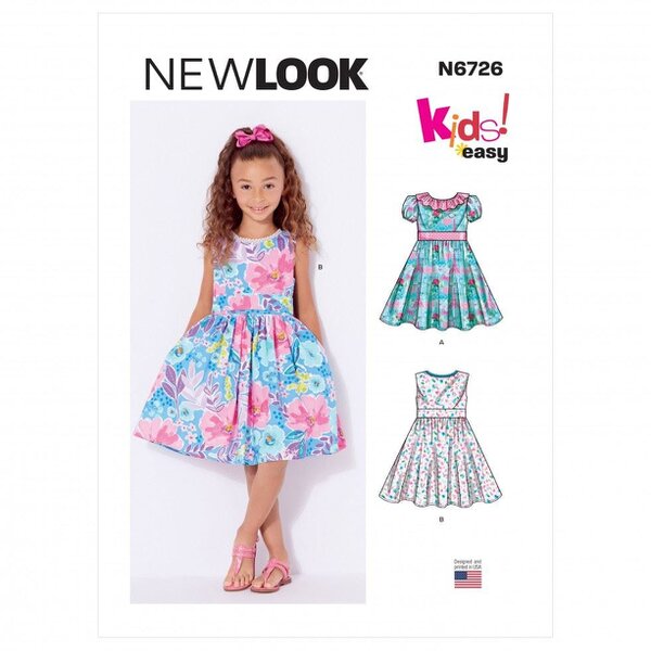 New Look Sewing Pattern 6726, Dresses for Baby, Kids, A (1/2-1-2-3-4-5-6-7-8) - Easy