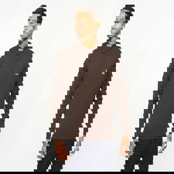 Gabicci V55GK08 Mens Francesco Long Sleeve Plain Knitted Three Button Polo Gabicci Vintage - CLOVE