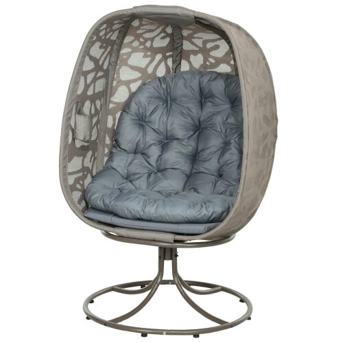 Wyld Haus Nise Rattan And Metal Grey Swivel Egg Chair With Cushions