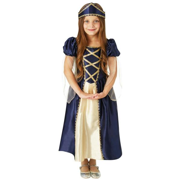 Bristol Novelty Childrens/Kids Renaissance Princess Costume - Blue/Gold - 