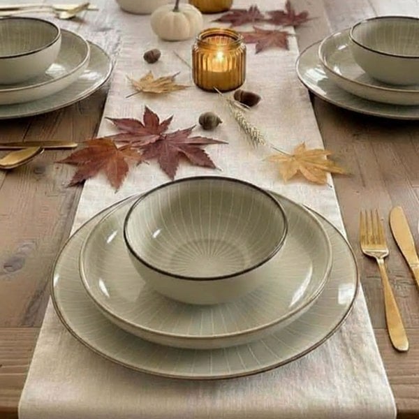 Scandi Home Set of 4 Fika Oatmeal Reactive Glaze 20cm Side Plates