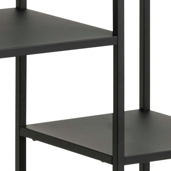 Wyld Haus Graz Matt Black Metal Asymmetrical Bookcase 3 Shelves