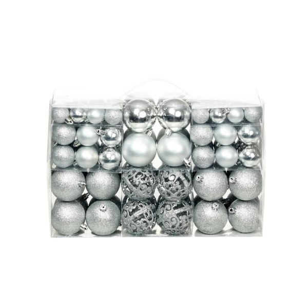 Berkfield 100 Piece Christmas Ball Set 3/4/6 cm Silver
