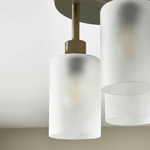 Pagazzi Lighting Kingsholm 3-Light Antique Brass Semi-Flush Plate